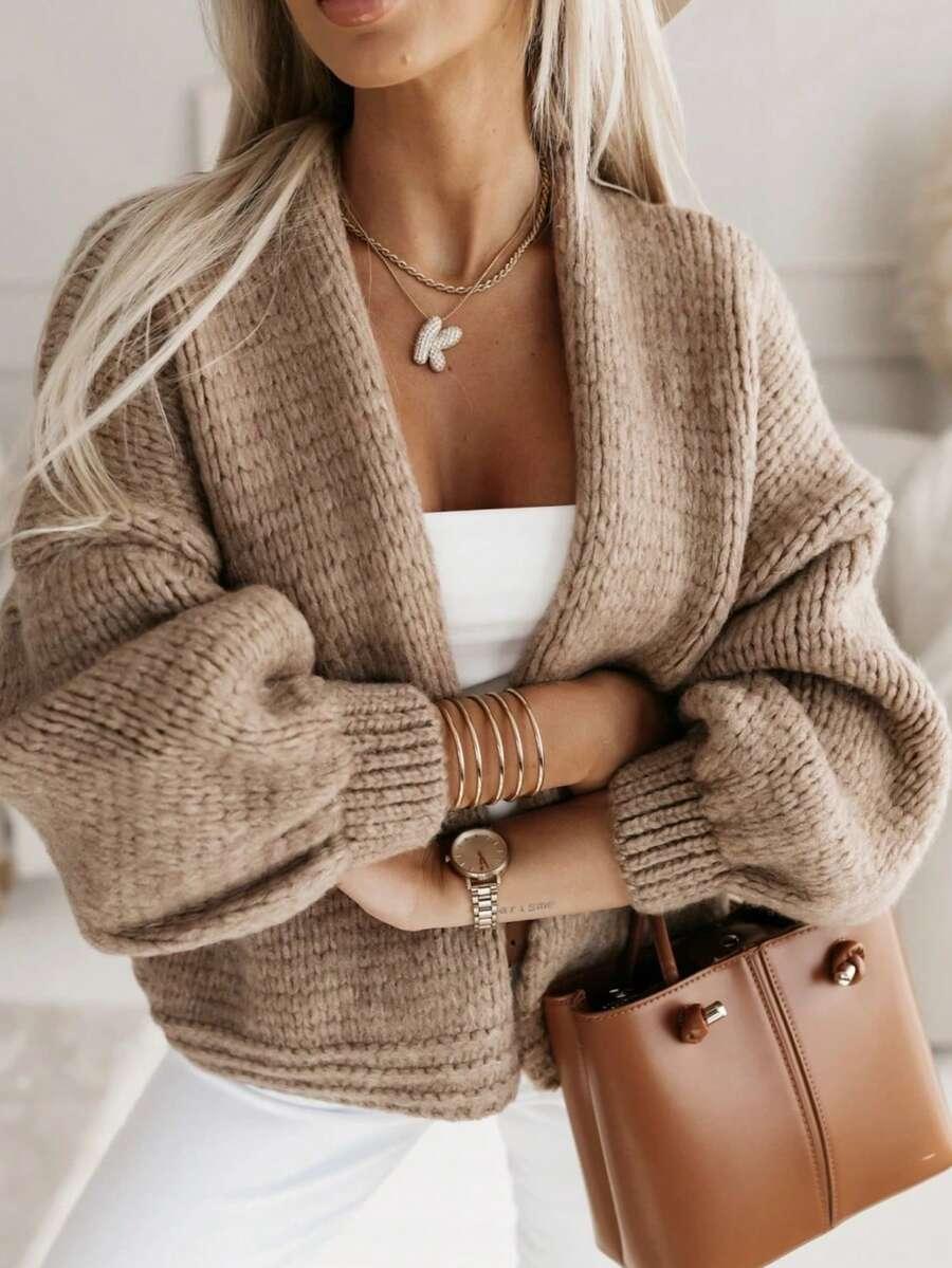 brązowy sweter kardigan