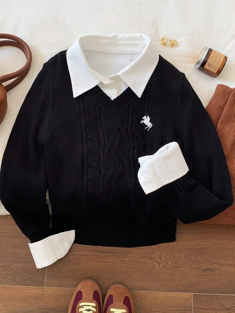 CZARNY SWETER HATF V-NECK