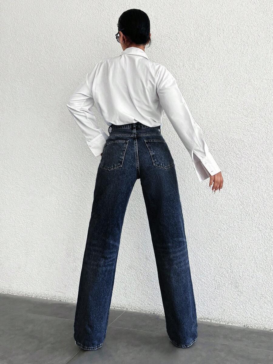 GRANATOWE SPODNIE JEANS
