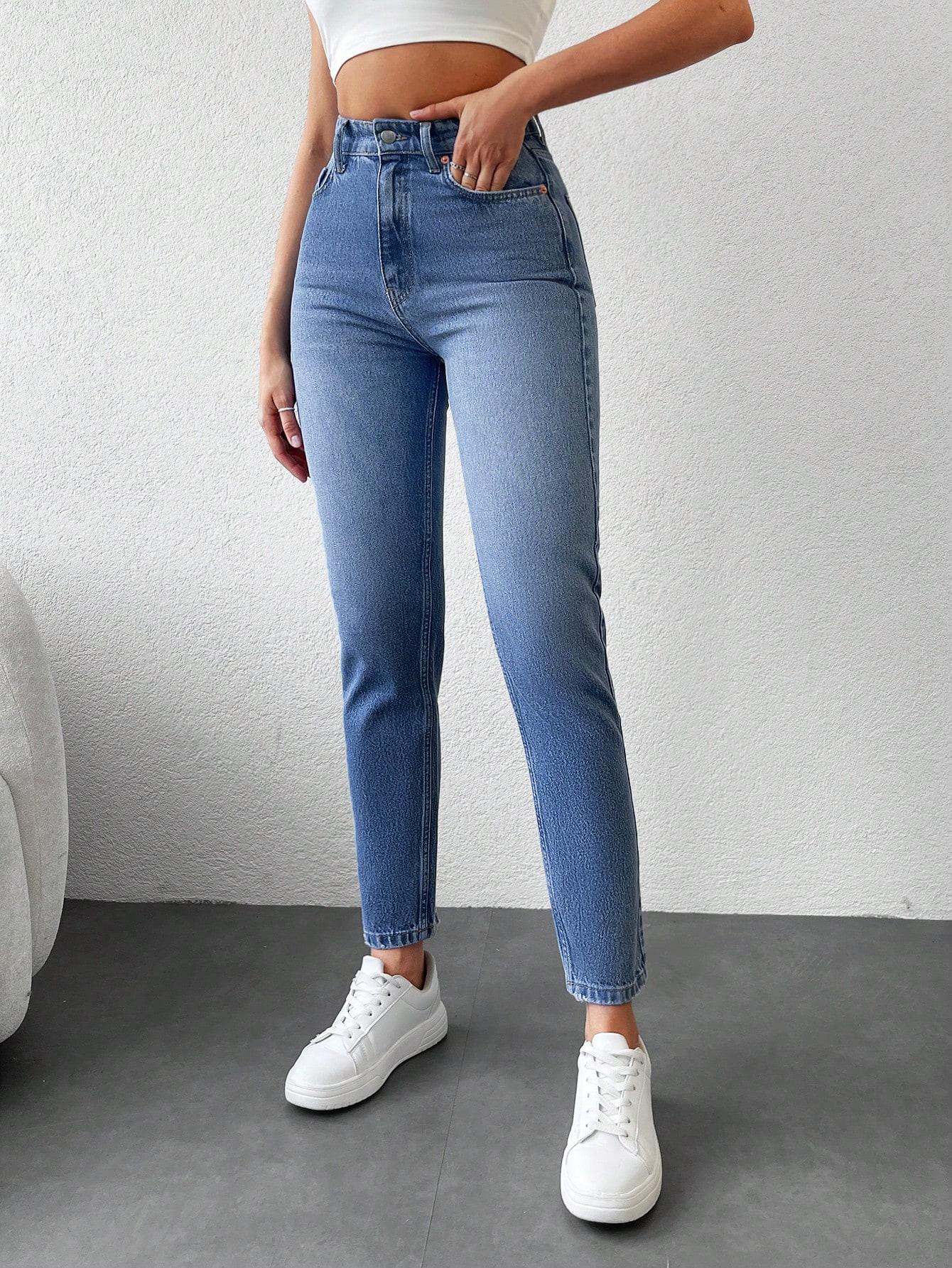 SPODNIE MOM JEANS HIGH WAIST KIESZENIE