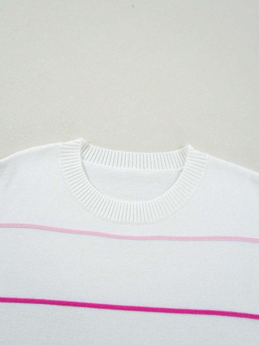 dzianinowy sweter wzór paski 