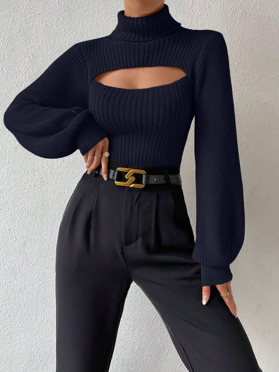 granatowy sweter dzianina