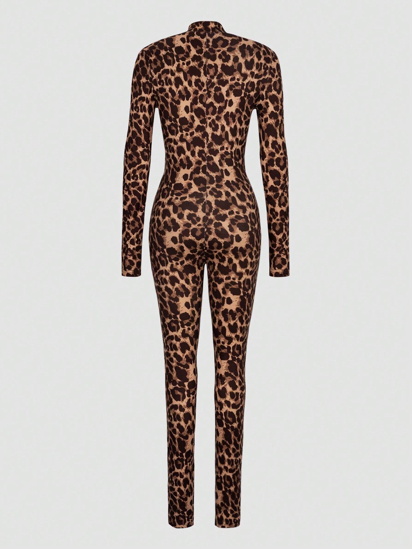 KOMBINEZON DŁUGI RĘKAW LEOPARD PRINT