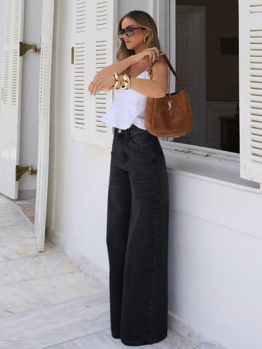 CZARNE SPODNIE JEANS 