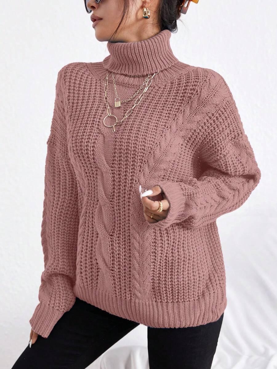 RÓŻOWY SWETER Z GOLFEM SPLOT