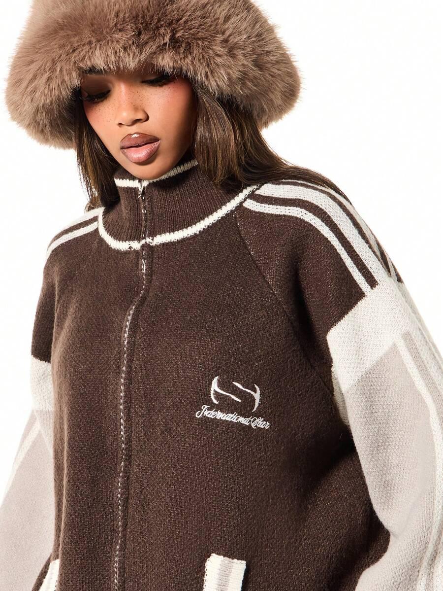 dzianinowy sweter oversize wzór