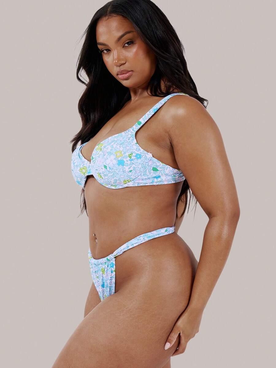 GÓRA OD BIKINI W ROŚLINNY WZÓR 