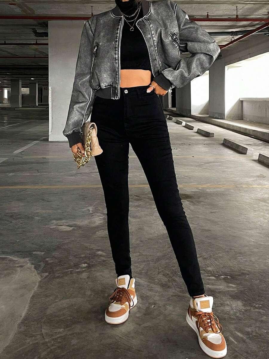 szara kurtka zamek