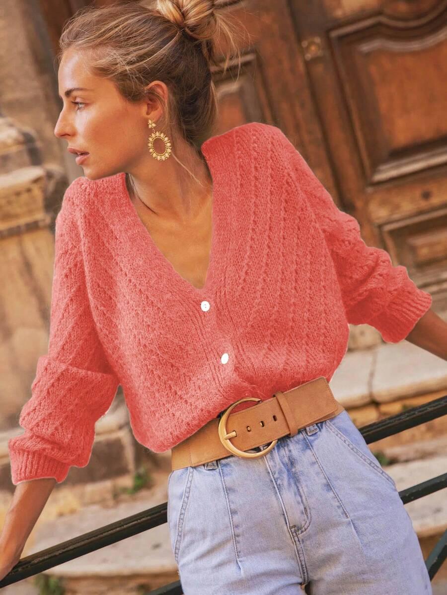 sweter kardigan guziki v neck