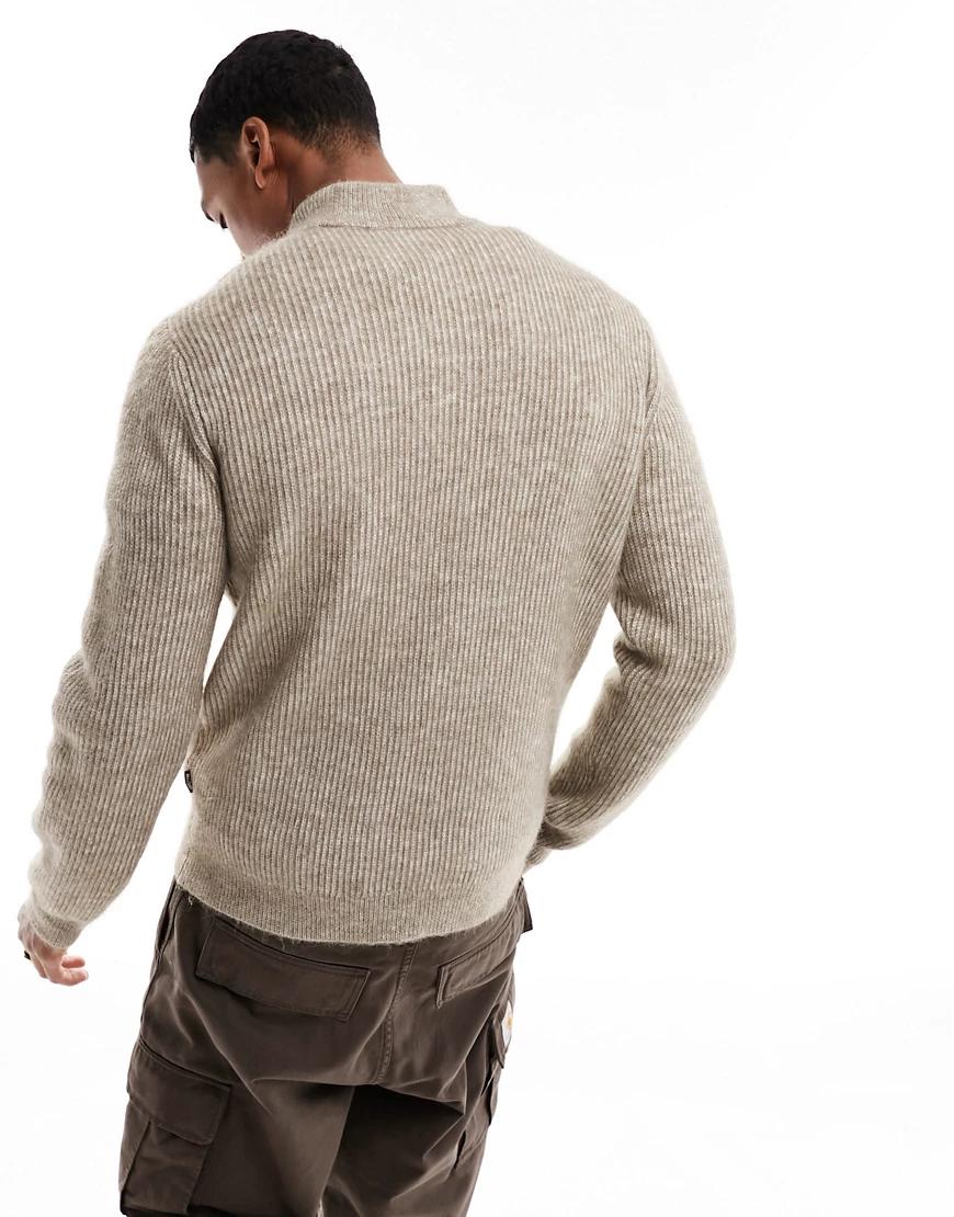 brązowy klasyczny sweter półgolf zip
