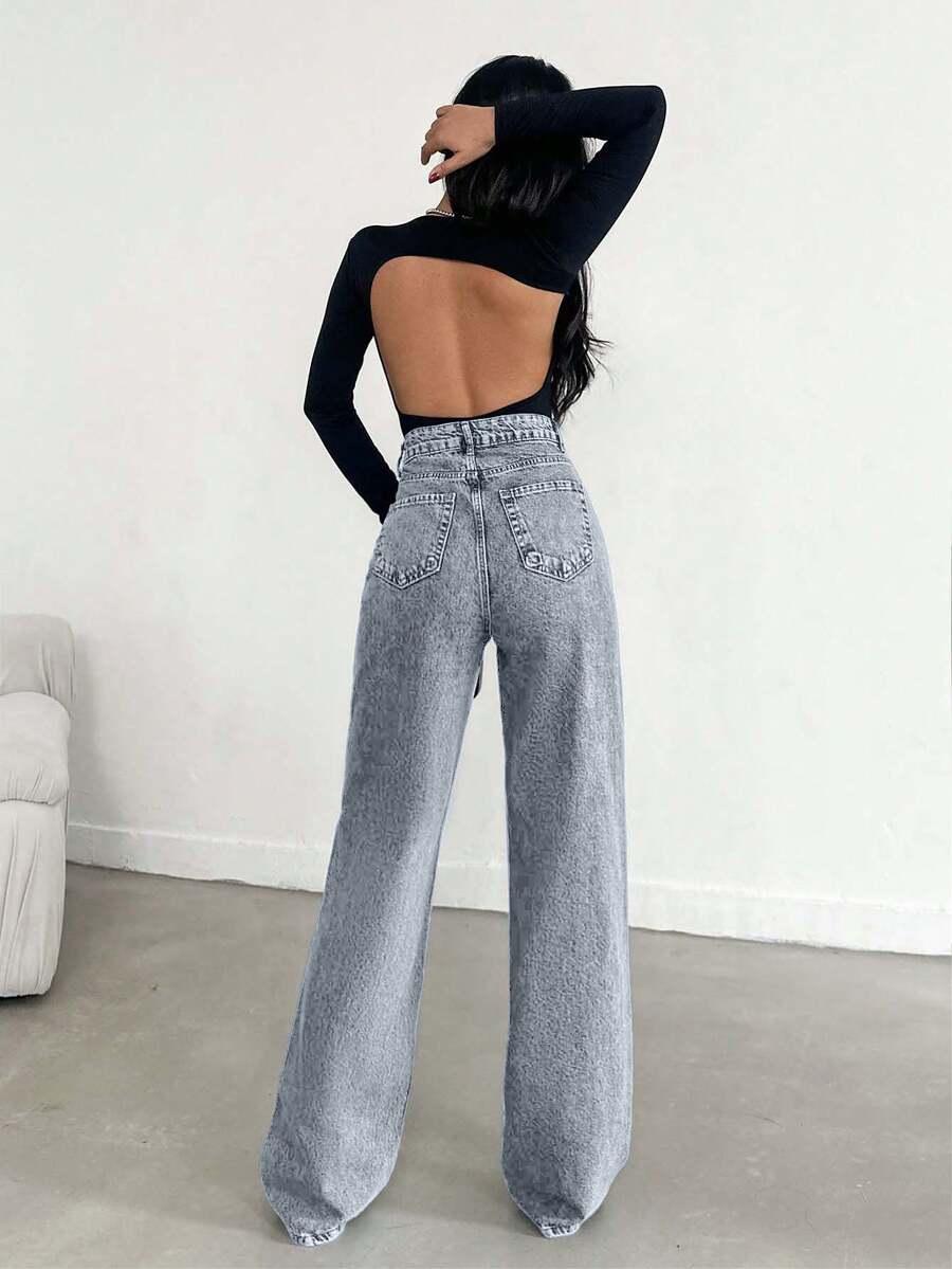 niebieskie spodnie jeans wysoki stan