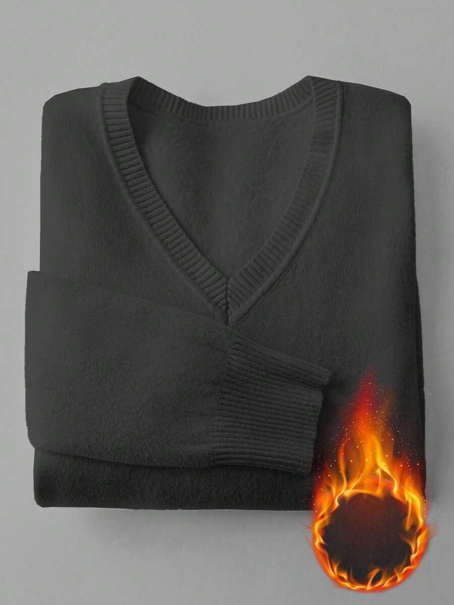 CZARNY SWETER V-NECK