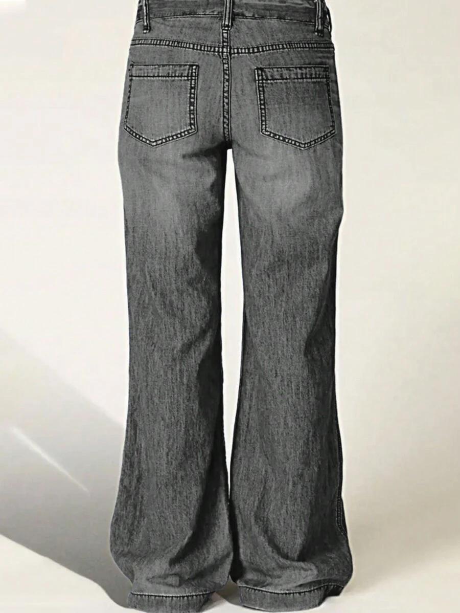 szare spodnie jeans proste nogawki