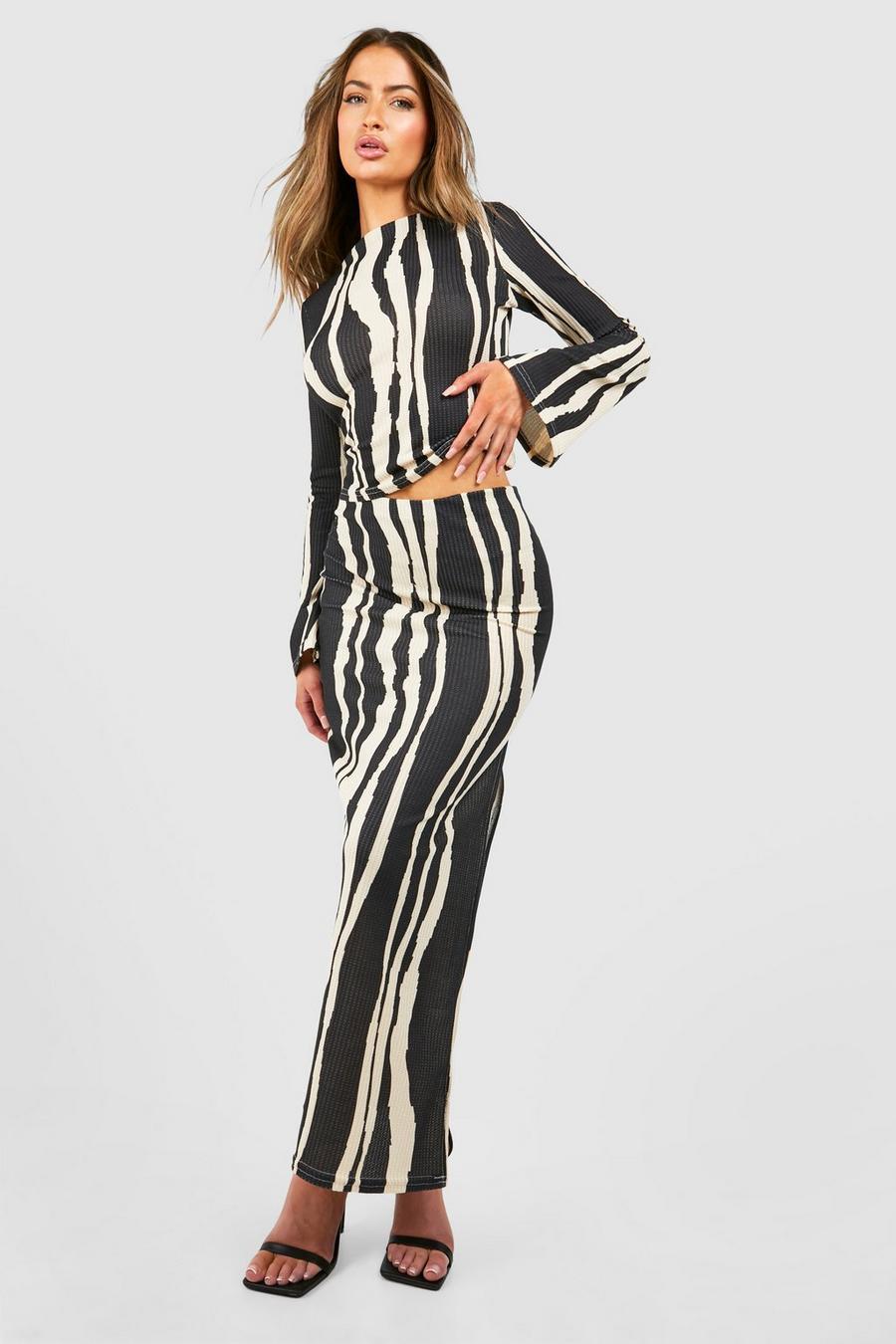 SPÓDNICA DAMSKA W PASKI REGULAR FIT 