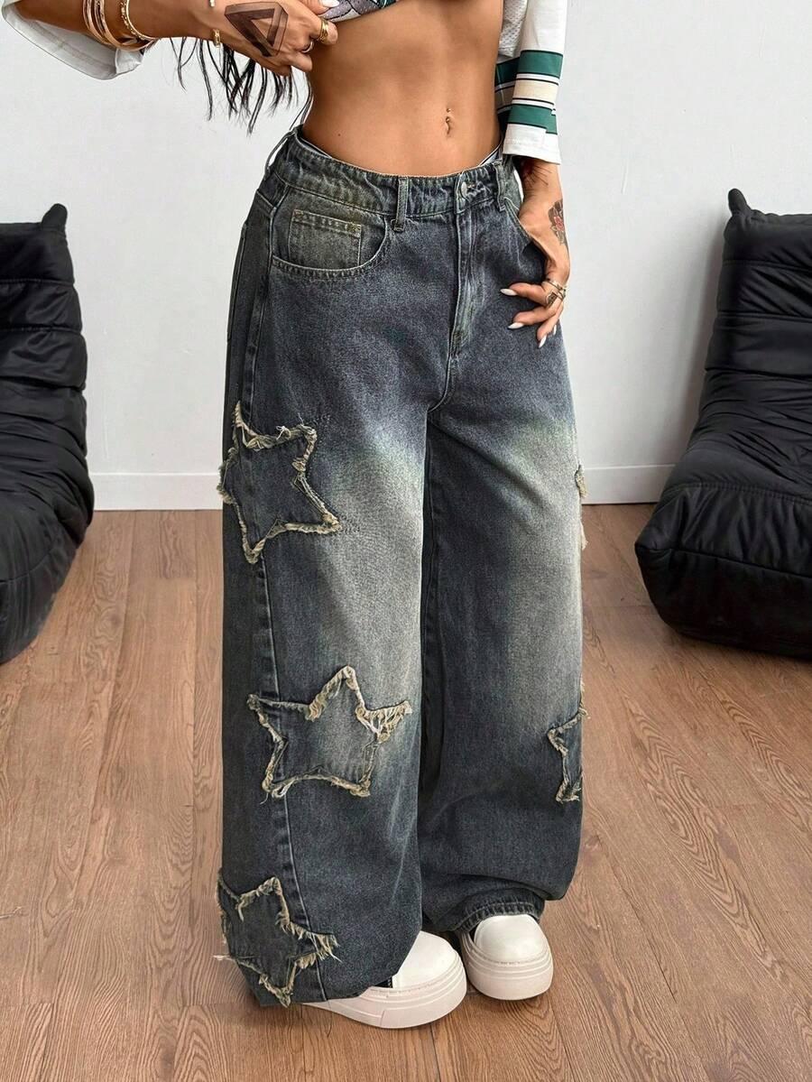 spodnie jeans szerokie nogawki