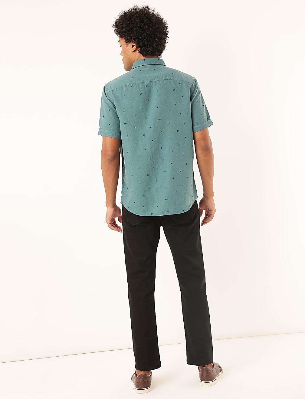 lniana koszula print T25-3923K-XT