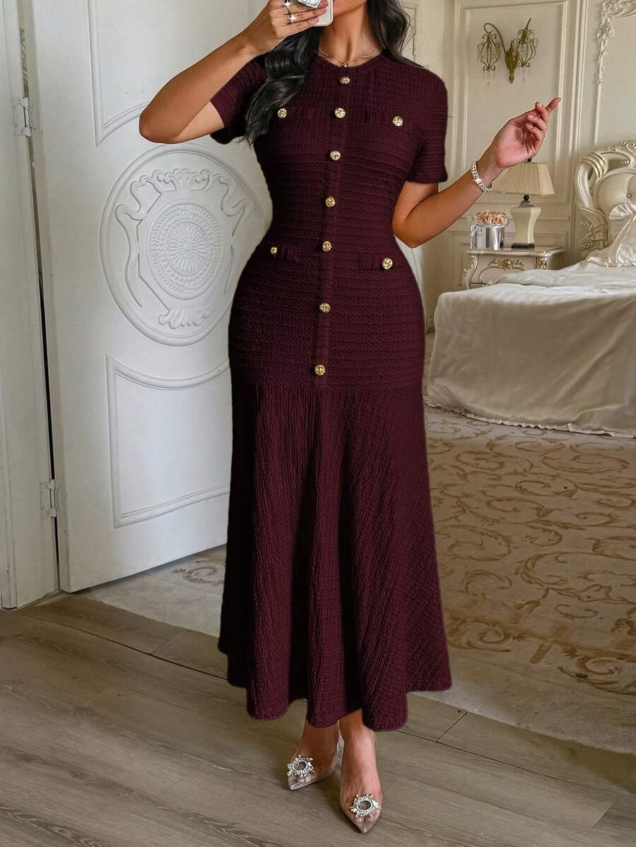 BURGUNDOWA SUKIENKA GUZIKI