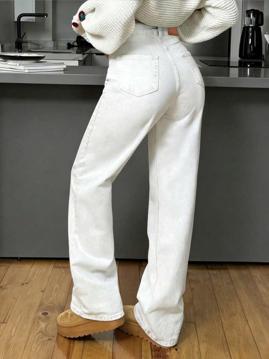 BIAŁE SPODNIE JEANS