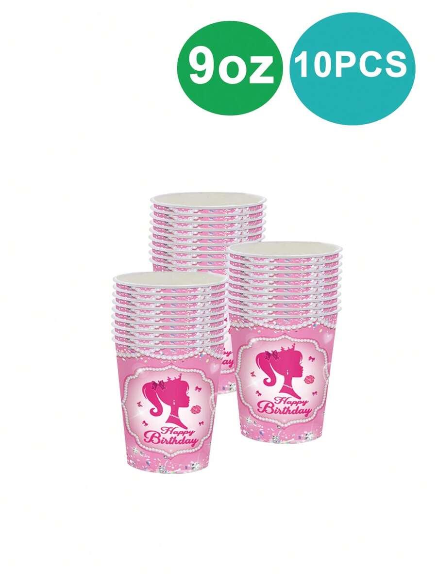 różowe papierowe kubki 10-pack