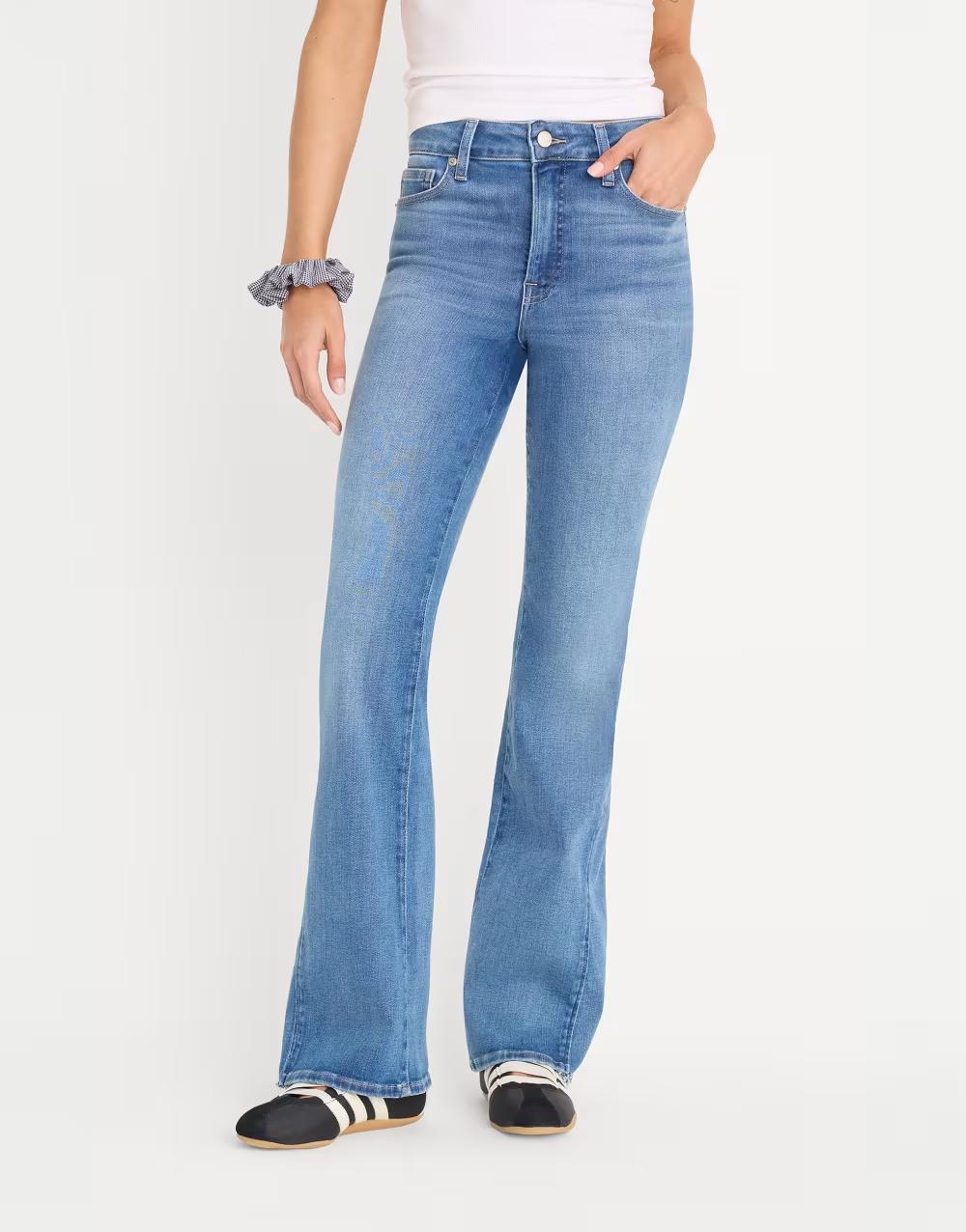 NIEBIESKIE SPODNIE JEANS bootcut WYSOKI STAN