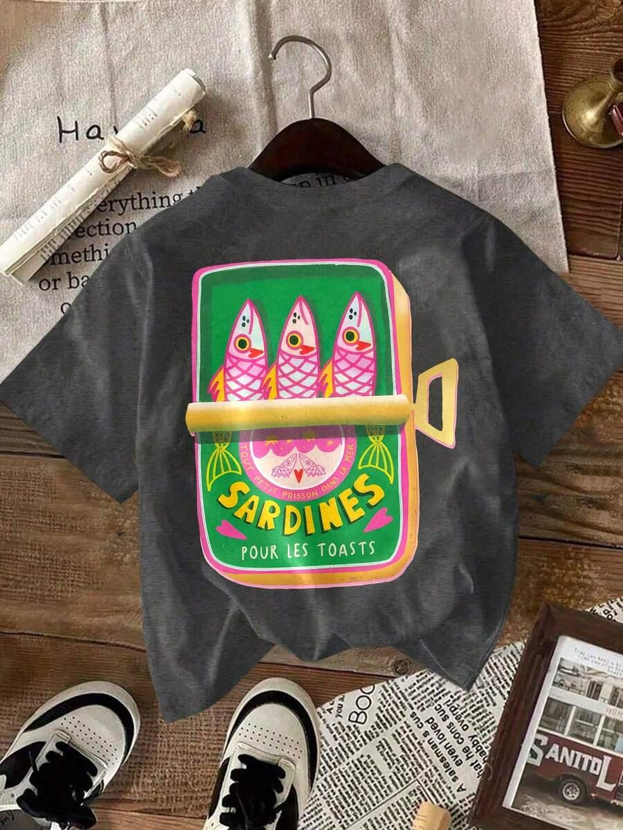 t-shirt okrągły dekolt nadruk