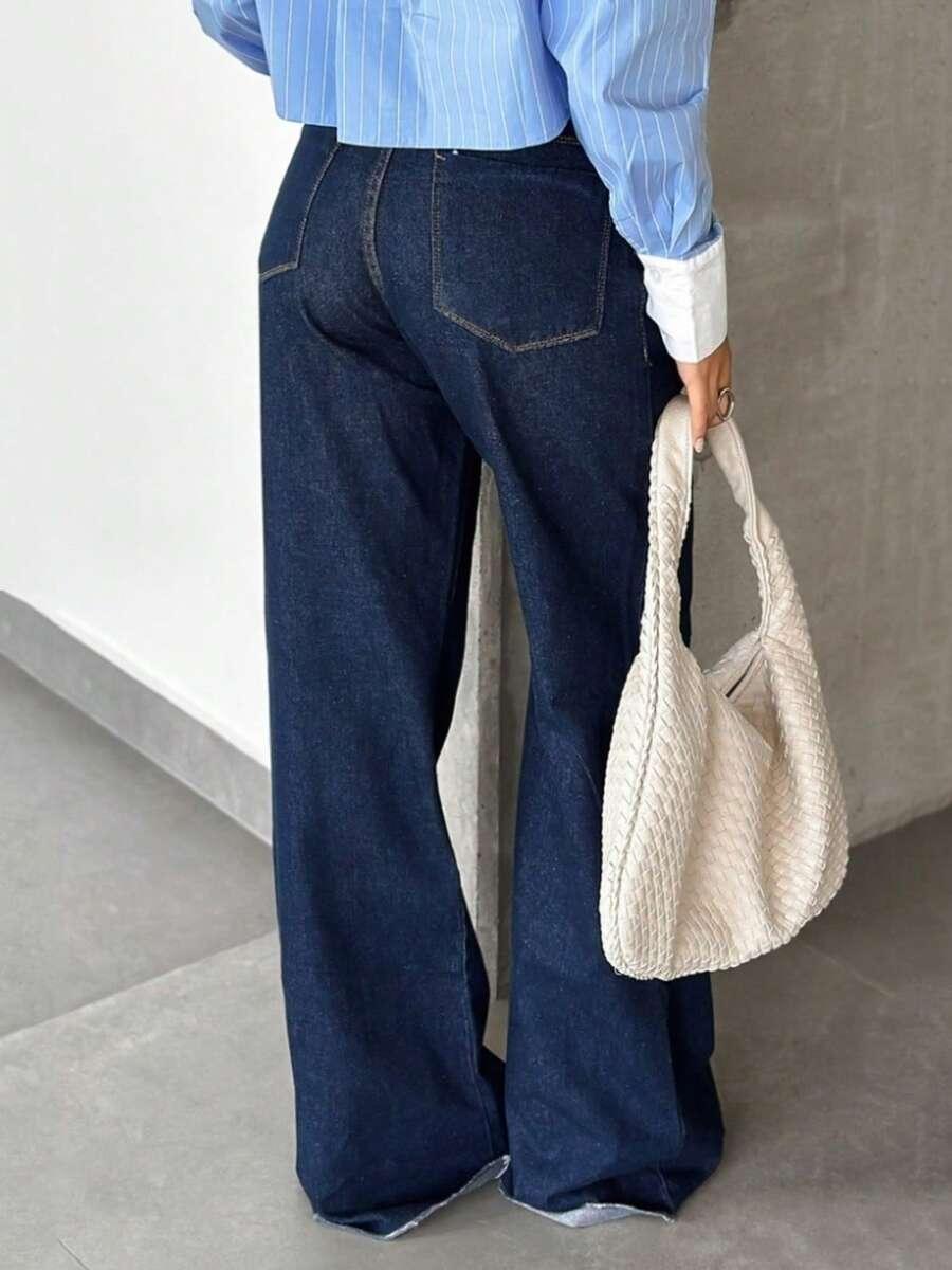 GRANATOWE SPODNIE JEANS