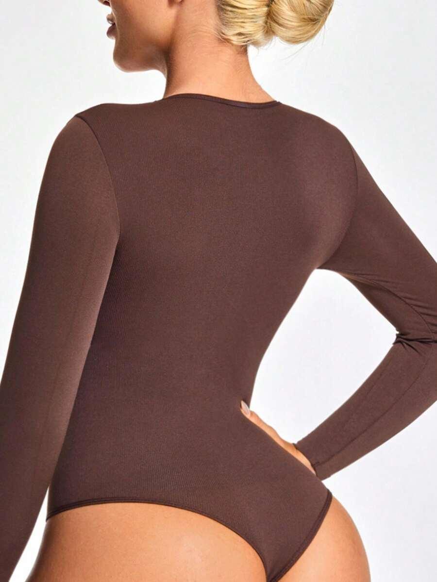 BRĄZOWE BODY Z DŁUGIM RĘKAWEM
