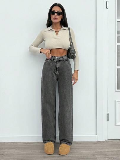 SZARE SPODNIE JEANS