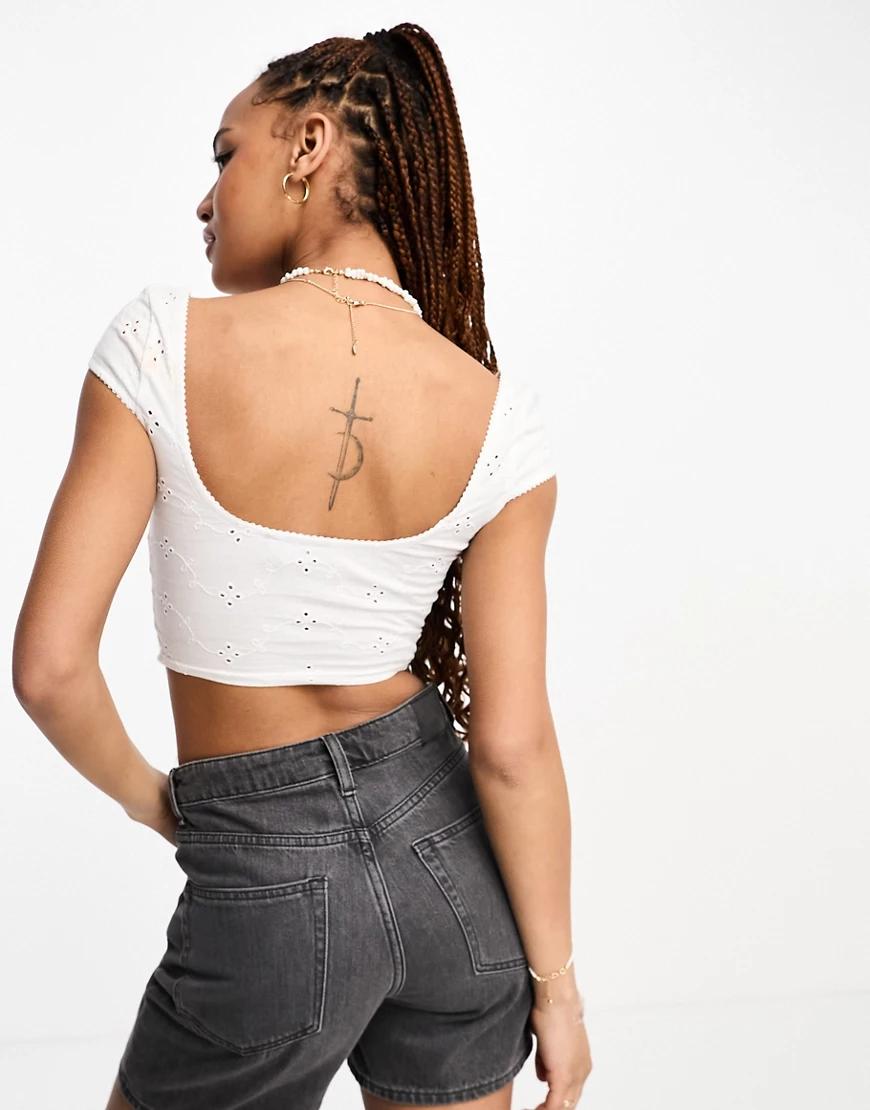 BIAŁY CROP TOP GORSET HAFT 