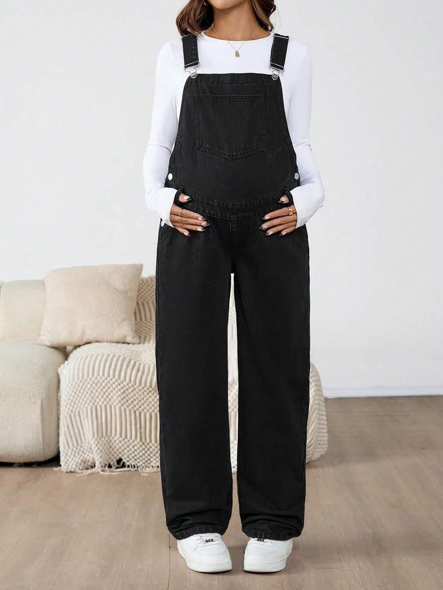 CZARNE OGRODNICZKI JEANS