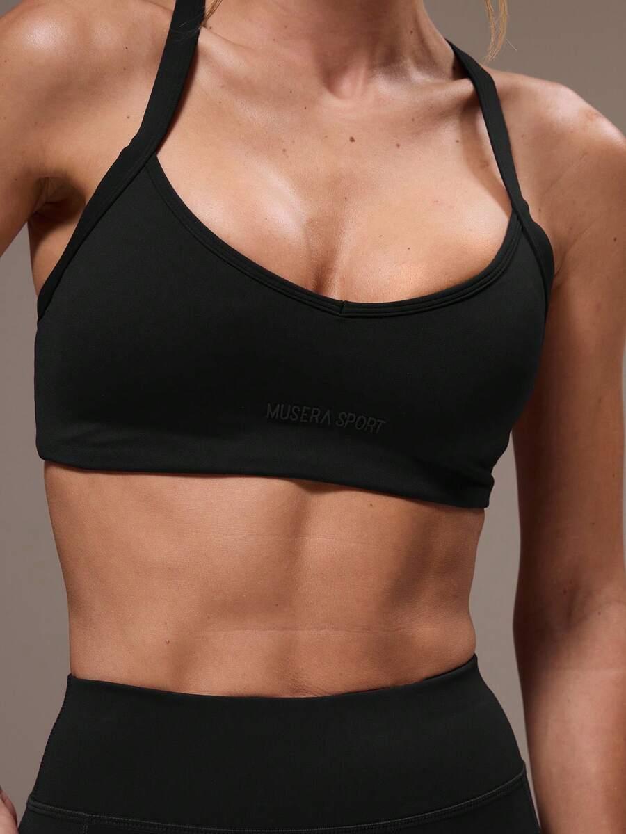 czarny top legginsy komplet