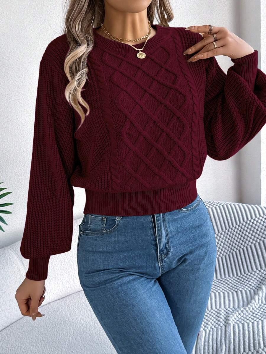 bordowy sweter splot