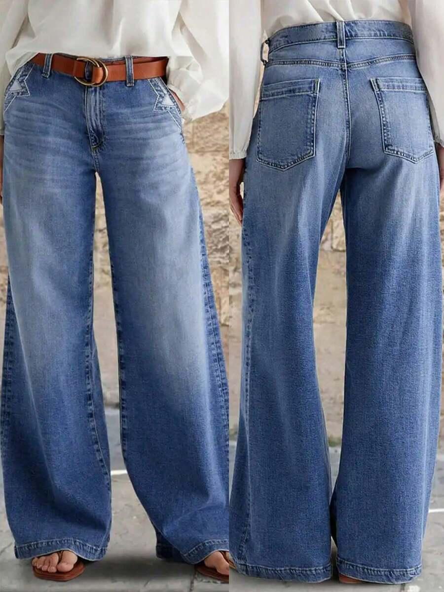 niebieskie spodnie jeans