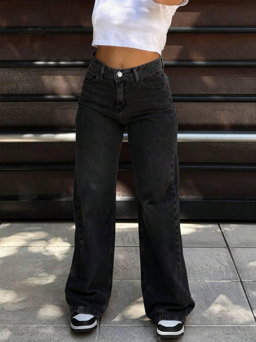 CZARNE SPODNIE JEANS