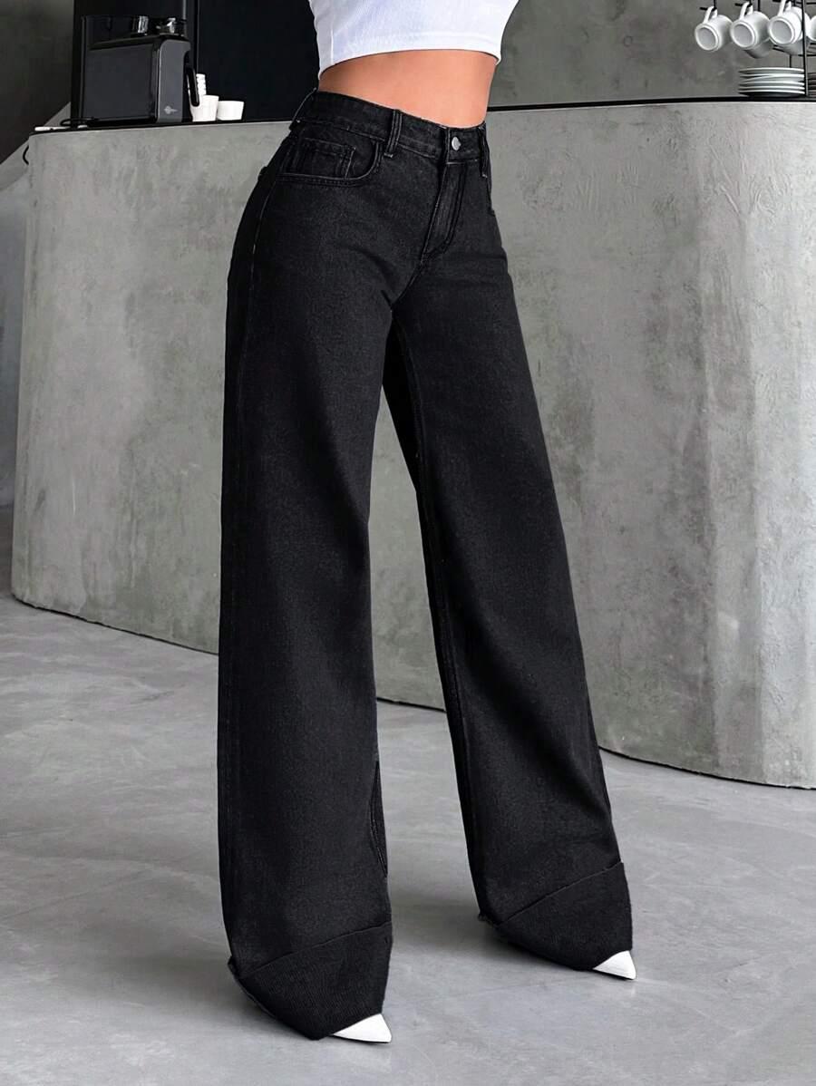 CZARNE SPODNIE JEANS