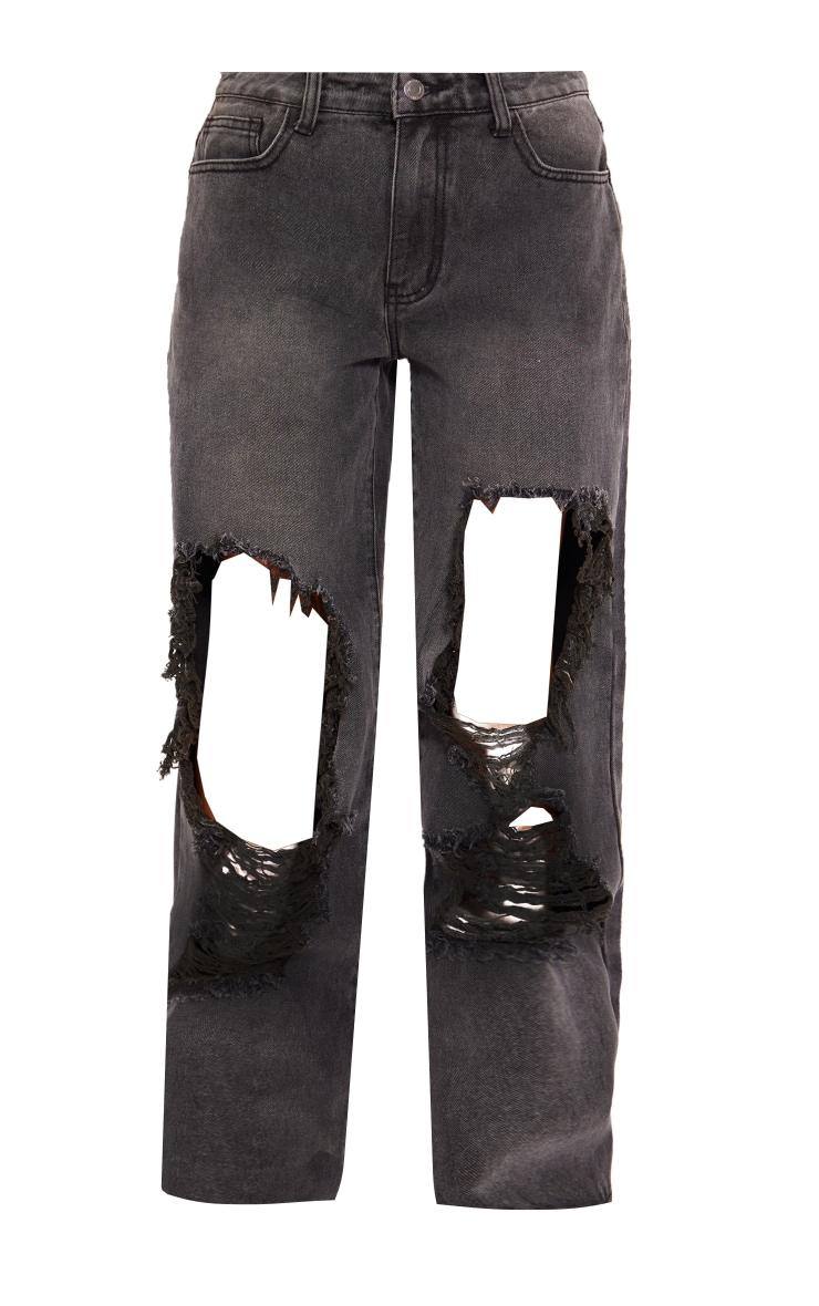 czarne spodnie jeans ripped dziury