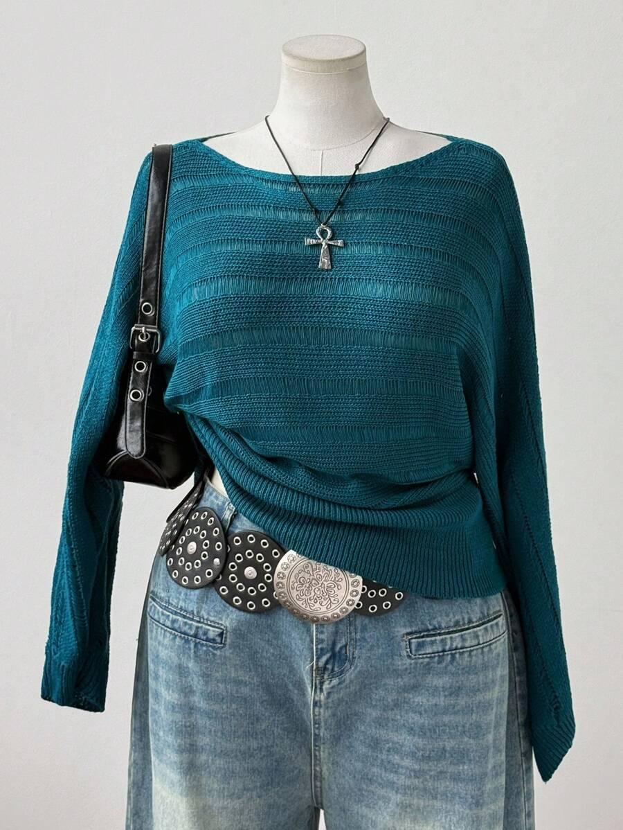 DZIANINOWY SWETER PASKI