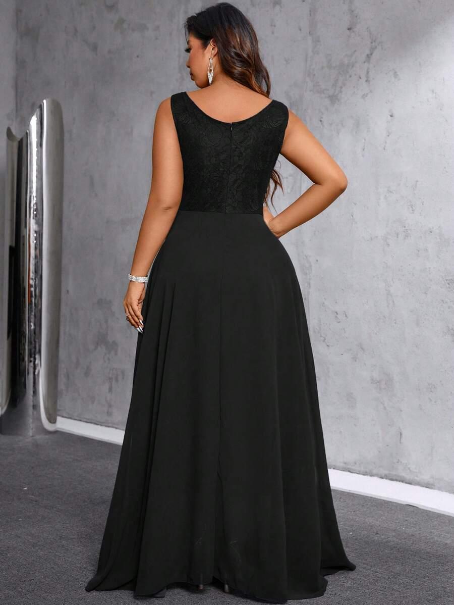 MAXI SUKIENKA KORONKA V-NECK
