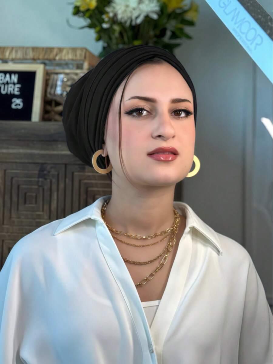 czarny turban na głowę
