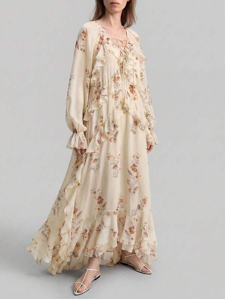SUKIENKA MAXI PRINT KWIATY