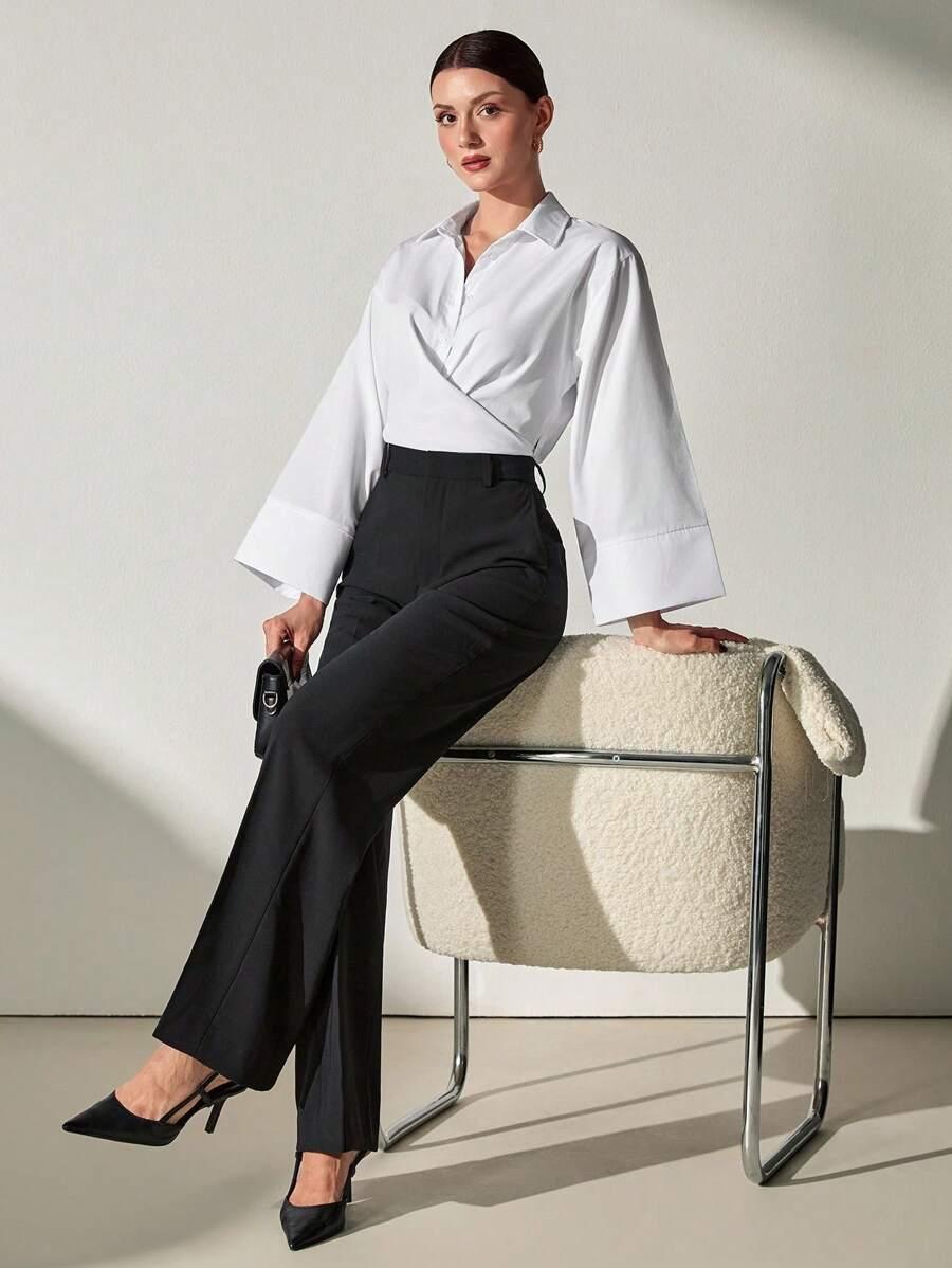 ELEGANCKA KOSZULA KOPERTOWA Z KOŁNIERZYKIEM
