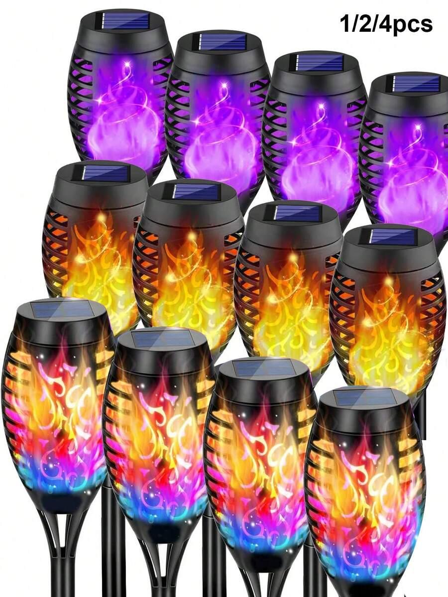 czarna lampa solarna 4-pack