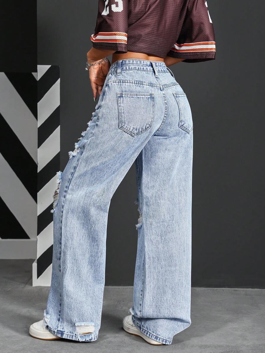 NIEBIESKIE SPODNIE JEANS PRZETARCIA 