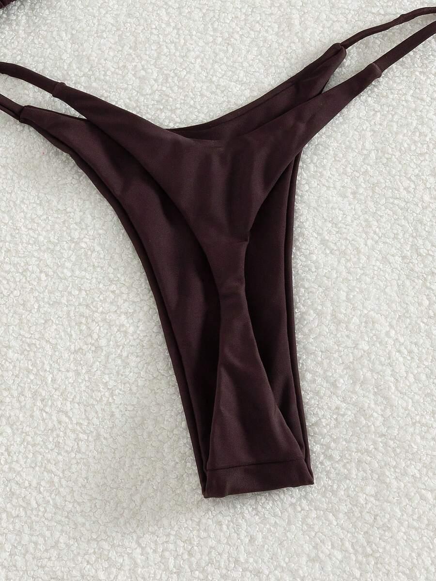 dwuczęściowy brązowy wiązany komplet bikini