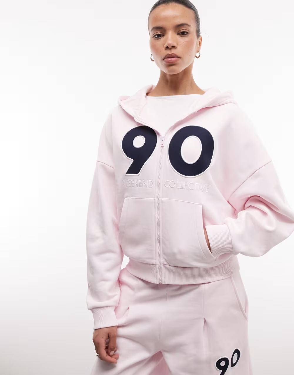 różowa bluza z kapturem zip