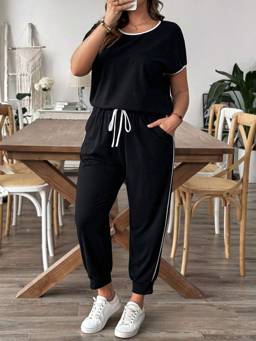 CZARNY KOMPLET T-SHIRT SPODNIE