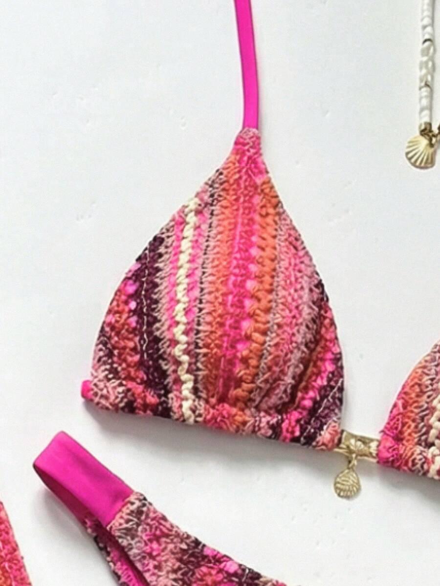 TRZYCZĘŚCIOWY KOMPLET PLAŻOWY BIKINI SPODNIE
