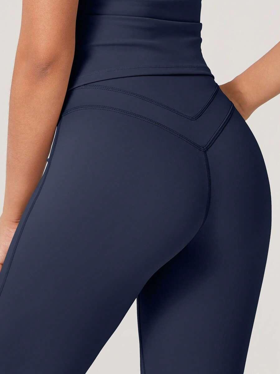 GRANATOWY TOP LEGGINSY KOMPLET 
