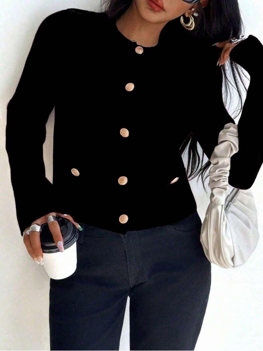 CZARNY SWETER GUZIKI 