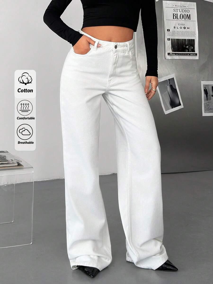 BIAŁE SPODNIE JEANS